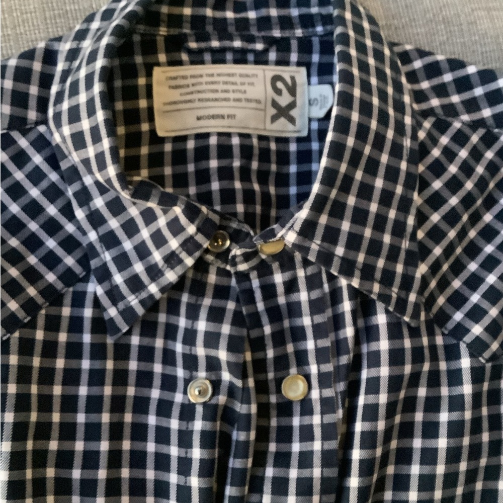 X2 Men's Black and White Checkered Button Down Shirt